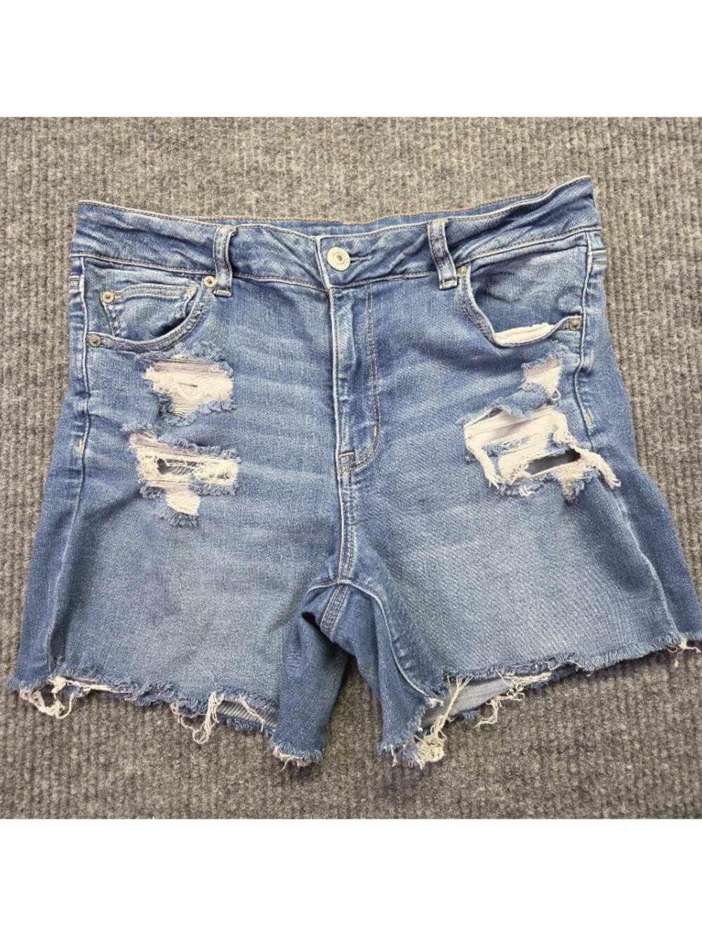 American Eagle Next Level Stretch High Rise Shortie Jean Shorts Women's 16 Blue